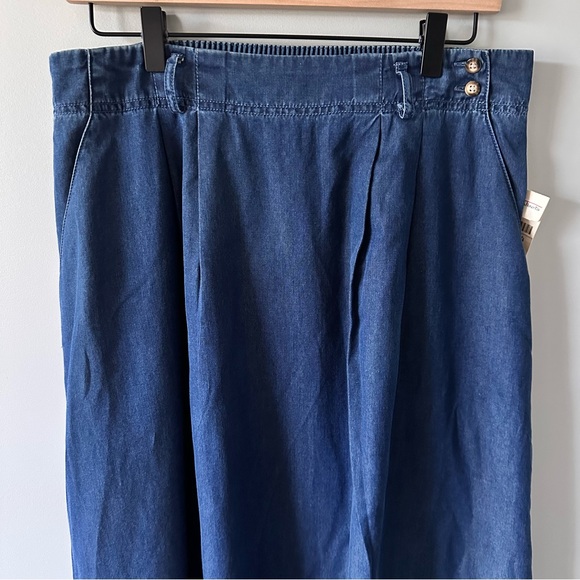 Talbots Vintage Deadstock NWT Skirt Sz 14 Blue Maxi Long Denim Pockets 90s Pleat - Picture 3 of 14
